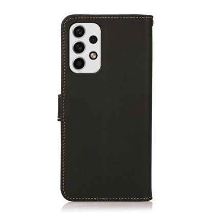 For Samsung Galaxy A23 5G KHAZNEH Custer Genuine Leather RFID Phone Case(Black) - Galaxy Phone Cases by buy2fix | Online Shopping UK | buy2fix