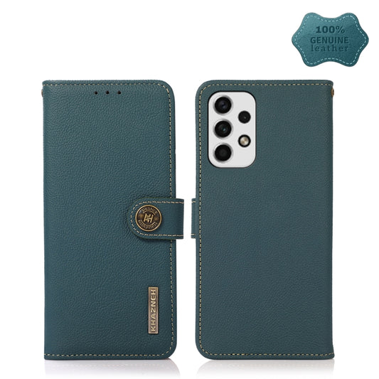 For Samsung Galaxy A23 5G KHAZNEH Custer Genuine Leather RFID Phone Case (Green) - Galaxy Phone Cases by buy2fix | Online Shopping UK | buy2fix