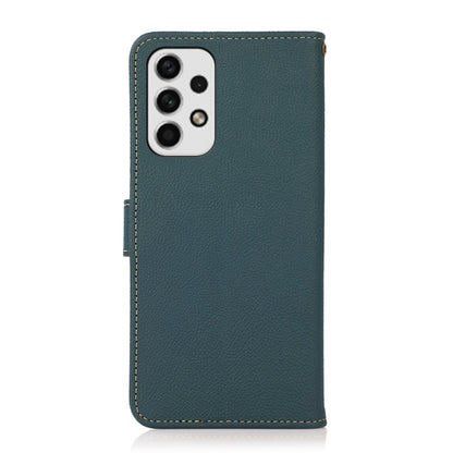 For Samsung Galaxy A23 5G KHAZNEH Custer Genuine Leather RFID Phone Case (Green) - Galaxy Phone Cases by buy2fix | Online Shopping UK | buy2fix