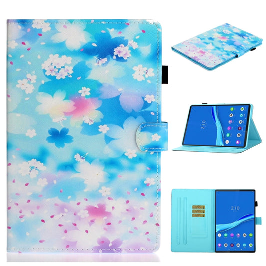 For Samsung Galaxy Tab A8 10.5 2021 Painted Left and Right Flat Leather Tablet Case(Petal Rain) - Other Galaxy Tab PC by buy2fix | Online Shopping UK | buy2fix