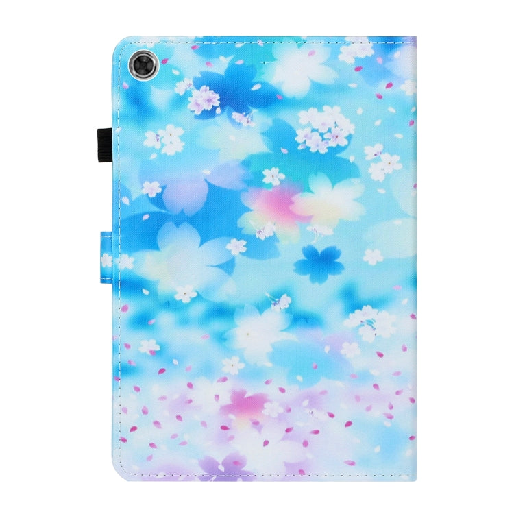 For Samsung Galaxy Tab A8 10.5 2021 Painted Left and Right Flat Leather Tablet Case(Petal Rain) - Other Galaxy Tab PC by buy2fix | Online Shopping UK | buy2fix