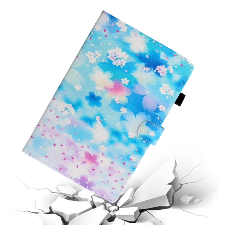 For Samsung Galaxy Tab A8 10.5 2021 Painted Left and Right Flat Leather Tablet Case(Petal Rain) - Other Galaxy Tab PC by buy2fix | Online Shopping UK | buy2fix