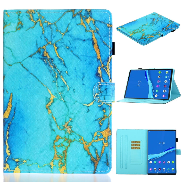 For Samsung Galaxy Tab A8 10.5 2021 Painted Left and Right Flat Leather Tablet Case(Gold Marble) - Other Galaxy Tab PC by buy2fix | Online Shopping UK | buy2fix