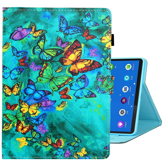 For Samsung Galaxy Tab A8 10.5 2021 Coloured Drawing Stitching Leather Tablet Case(Green Butterfly) - Other Galaxy Tab PC by buy2fix | Online Shopping UK | buy2fix