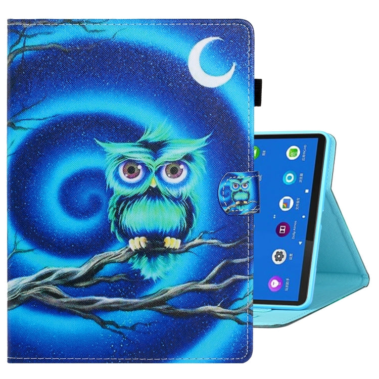 For Samsung Galaxy Tab A8 10.5 2021 Coloured Drawing Stitching Leather Tablet Case(Moon Owl) - Other Galaxy Tab PC by buy2fix | Online Shopping UK | buy2fix