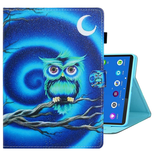 For Samsung Galaxy Tab A8 10.5 2021 Coloured Drawing Stitching Leather Tablet Case(Moon Owl) - Other Galaxy Tab PC by buy2fix | Online Shopping UK | buy2fix