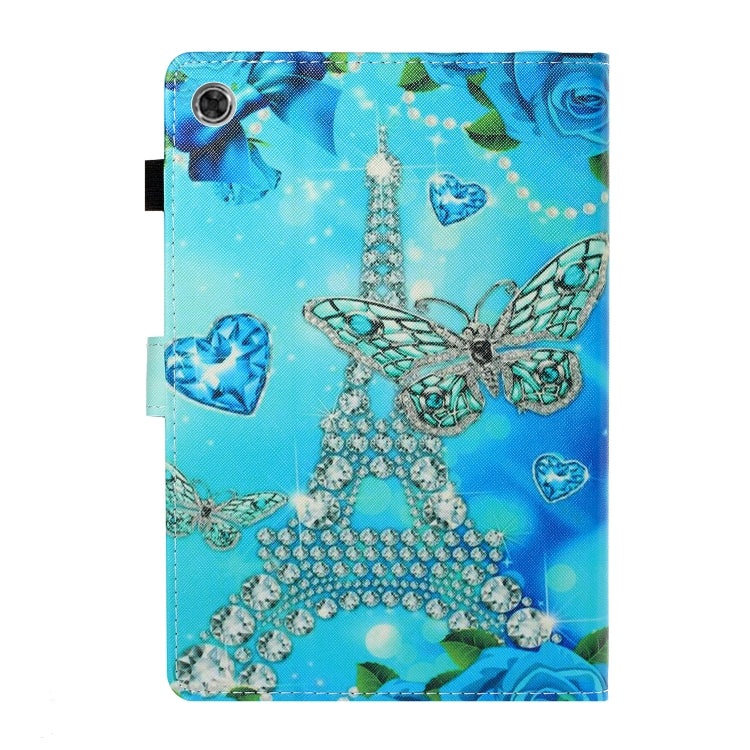 For Samsung Galaxy Tab A8 10.5 2021 Coloured Drawing Stitching Leather Tablet Case(Butterfly Tower) - Other Galaxy Tab PC by buy2fix | Online Shopping UK | buy2fix