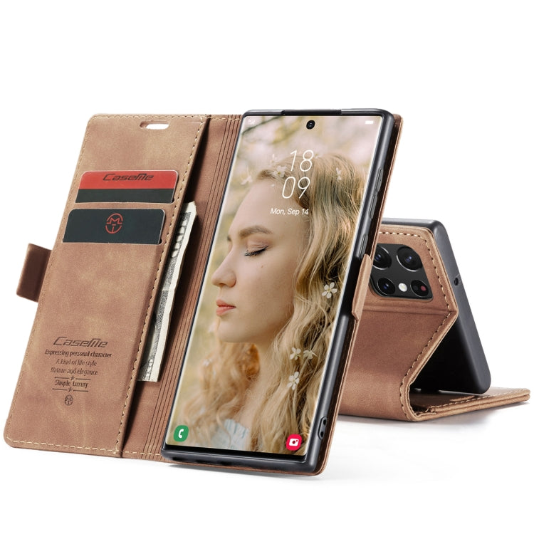 For Samsung Galaxy S22 Ultra 5G CaseMe 013 Multifunctional Leather Phone Case(Brown) by CaseMe