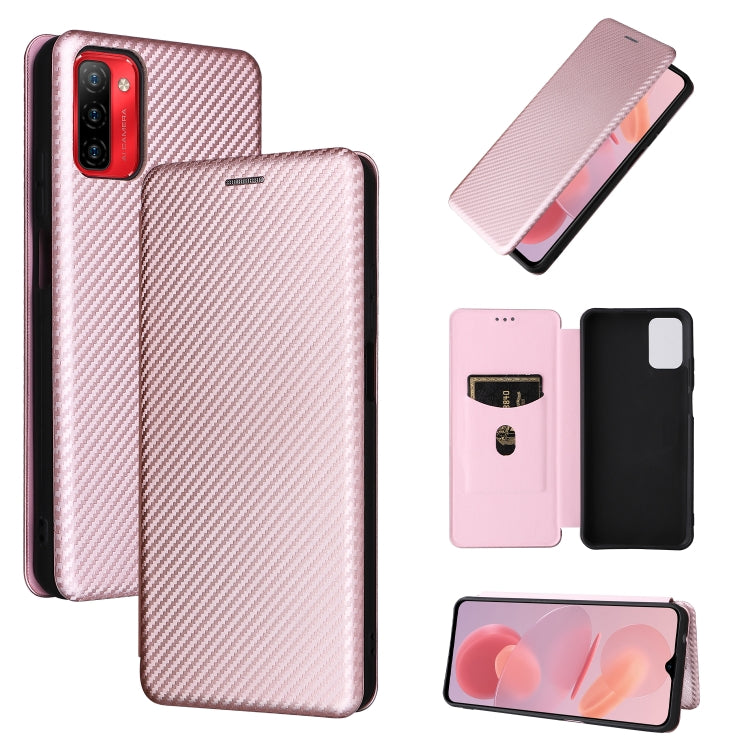 For Ulefone Note 12P Carbon Fiber Texture Horizontal Flip PU Phone Case(Pink) by buy2fix