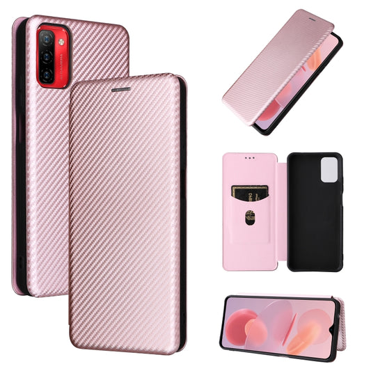 For Ulefone Note 12P Carbon Fiber Texture Horizontal Flip PU Phone Case(Pink) by buy2fix