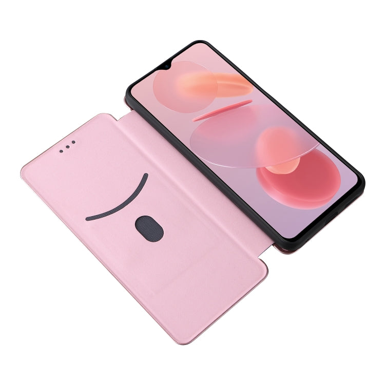 For Ulefone Note 12P Carbon Fiber Texture Horizontal Flip PU Phone Case(Pink) by buy2fix