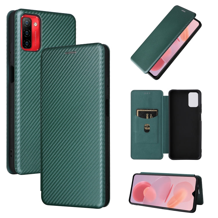 For Ulefone Note 12P Carbon Fiber Texture Horizontal Flip PU Phone Case(Green) by buy2fix