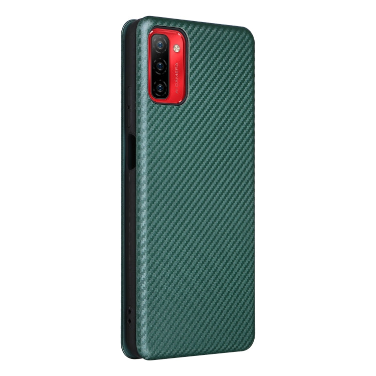 For Ulefone Note 12P Carbon Fiber Texture Horizontal Flip PU Phone Case(Green) by buy2fix