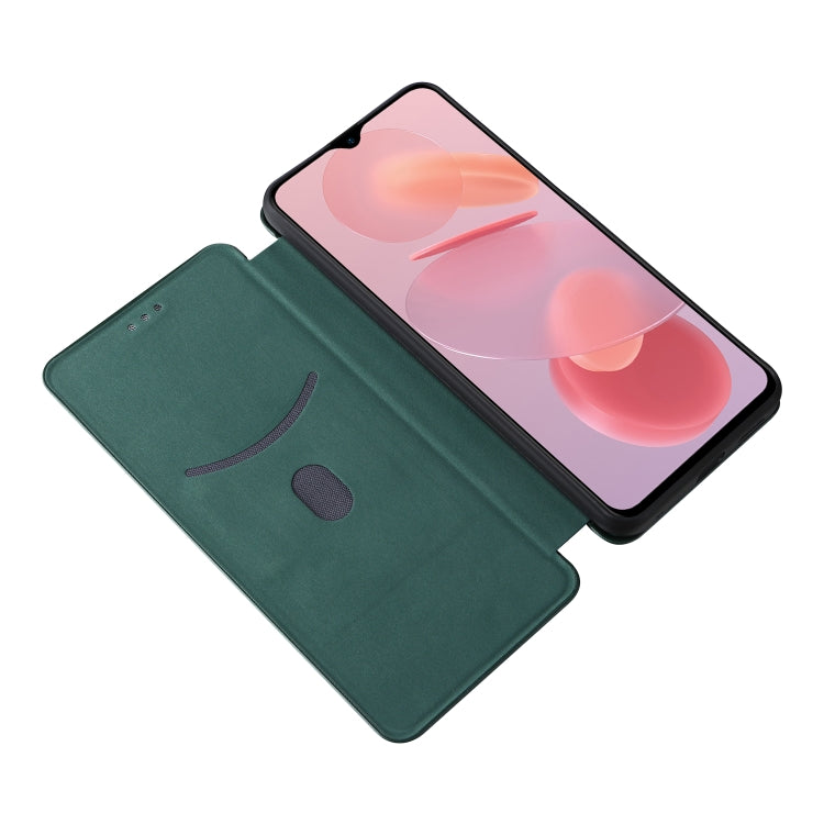 For Ulefone Note 12P Carbon Fiber Texture Horizontal Flip PU Phone Case(Green) by buy2fix