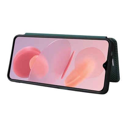 For Ulefone Note 12P Carbon Fiber Texture Horizontal Flip PU Phone Case(Green) by buy2fix
