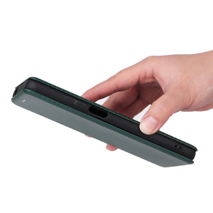 For Ulefone Note 12P Carbon Fiber Texture Horizontal Flip PU Phone Case(Green) by buy2fix