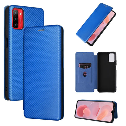 For Ulefone Note 12P Carbon Fiber Texture Horizontal Flip PU Phone Case(Blue) by buy2fix
