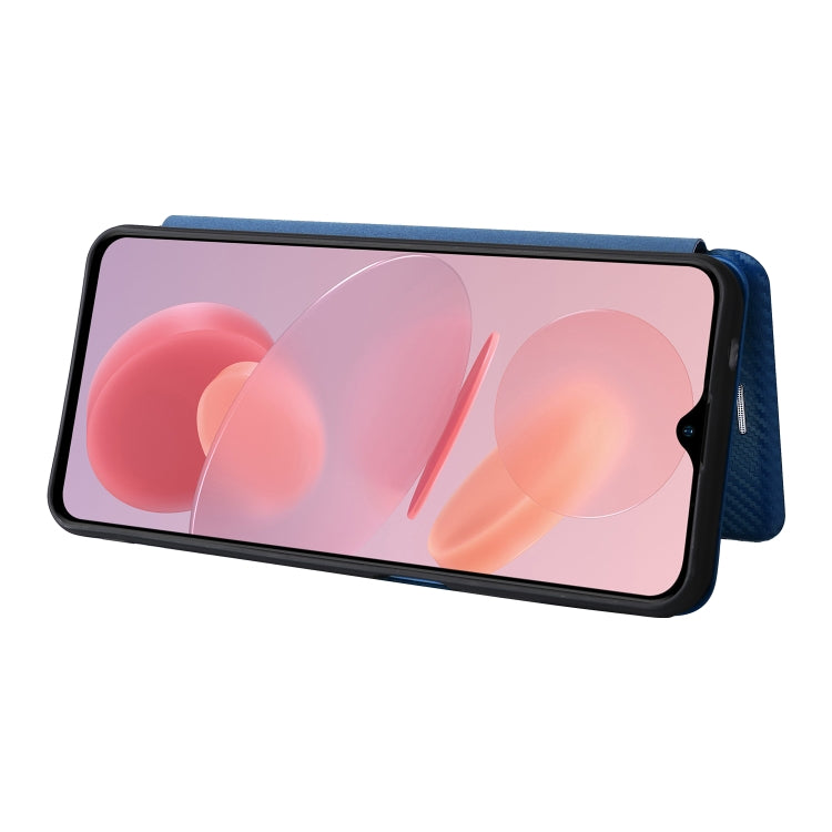 For Ulefone Note 12P Carbon Fiber Texture Horizontal Flip PU Phone Case(Blue) by buy2fix