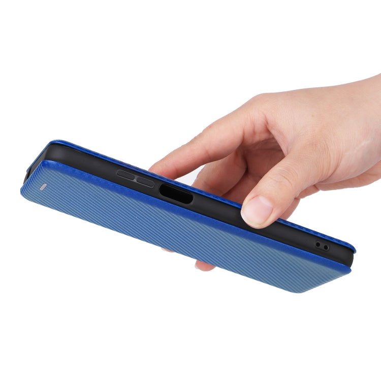 For Ulefone Note 12P Carbon Fiber Texture Horizontal Flip PU Phone Case(Blue) by buy2fix
