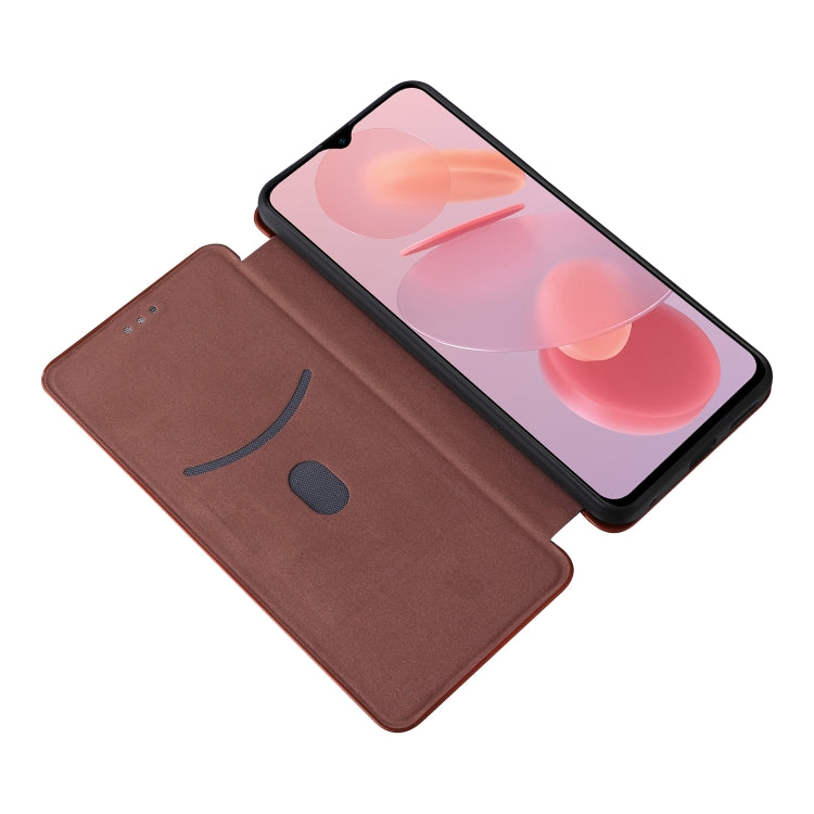 For Ulefone Note 12P Carbon Fiber Texture Horizontal Flip PU Phone Case(Brown) by buy2fix