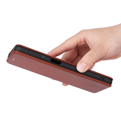 For Ulefone Note 12P Carbon Fiber Texture Horizontal Flip PU Phone Case(Brown) by buy2fix
