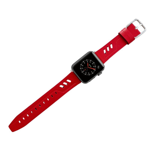 Genuine Leather Nylon Watch Band For Apple Watch Ultra 49mm&Watch Ultra 2 49mm / Series 9&8&7 45mm / SE 3&SE 2&6&SE&5&4 44mm / 3&2&1 42mm(Red) by buy2fix