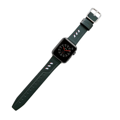 Genuine Leather Nylon Watch Band For Apple Watch Ultra 49mm&Watch Ultra 2 49mm / Series 9&8&7 45mm / SE 3&SE 2&6&SE&5&4 44mm / 3&2&1 42mm(Green) by buy2fix