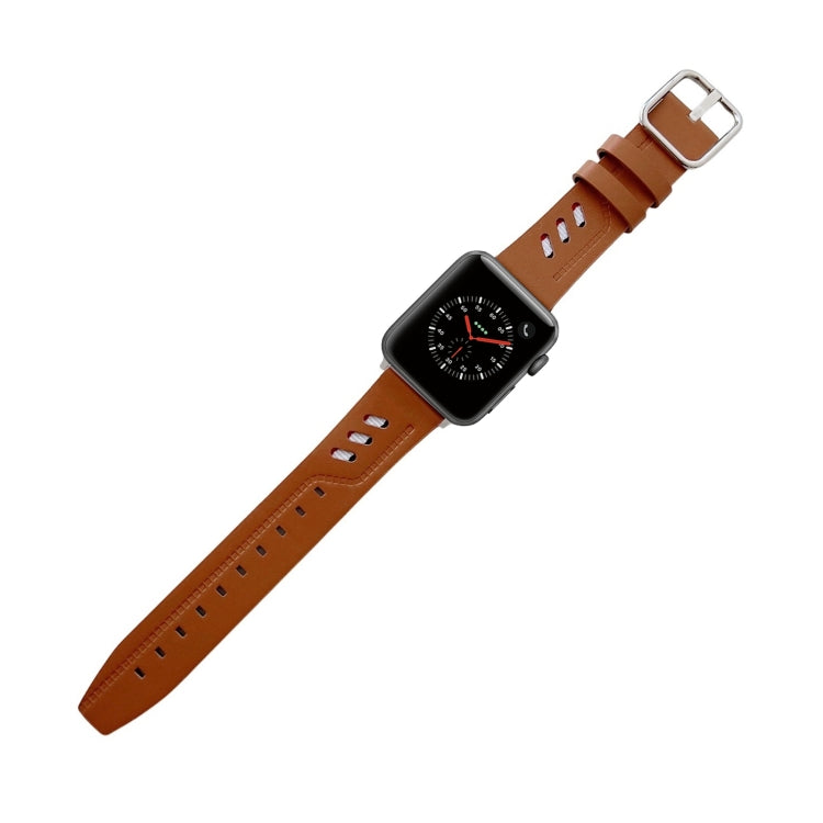 Genuine Leather Nylon Watch Band For Apple Watch Ultra 49mm&Watch Ultra 2 49mm / Series 9&8&7 45mm / SE 3&SE 2&6&SE&5&4 44mm / 3&2&1 42mm(Brown) by buy2fix