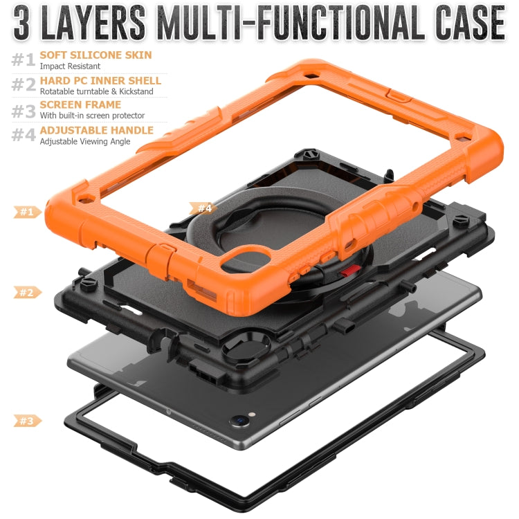 For Lenovo M10 Plus X606F Silicone + PC Holder Tablet Case(Orange+Black) - Lenovo by buy2fix | Online Shopping UK | buy2fix
