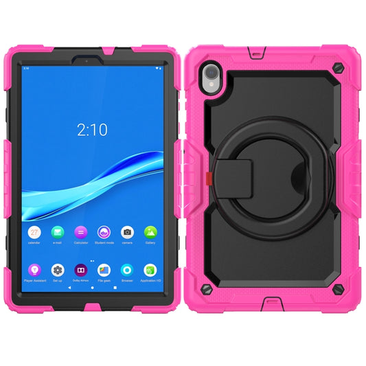 For Lenovo M10 Plus X606F Silicone + PC Holder Tablet Case(Rose Red+Black) - Lenovo by buy2fix | Online Shopping UK | buy2fix