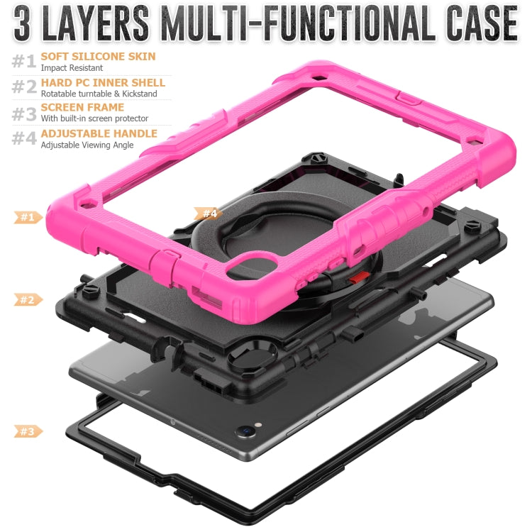 For Lenovo M10 Plus X606F Silicone + PC Holder Tablet Case(Rose Red+Black) - Lenovo by buy2fix | Online Shopping UK | buy2fix