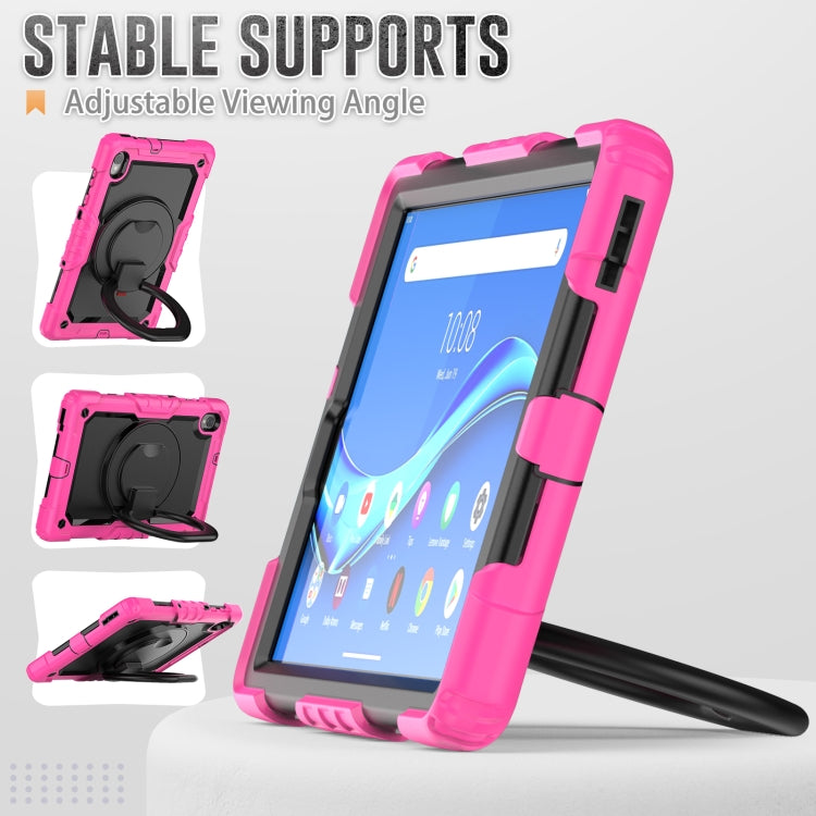 For Lenovo M10 Plus X606F Silicone + PC Holder Tablet Case(Rose Red+Black) - Lenovo by buy2fix | Online Shopping UK | buy2fix