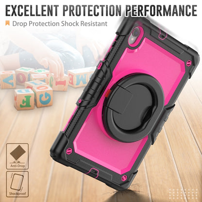 For Lenovo M10 Plus X606F Silicone + PC Holder Tablet Case(Black+Rose Red) - Lenovo by buy2fix | Online Shopping UK | buy2fix