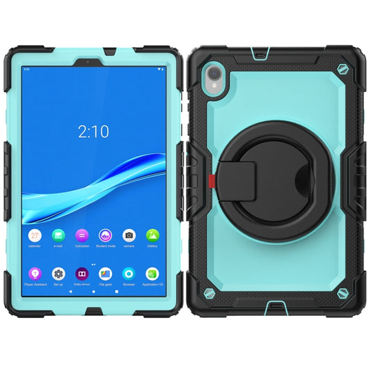 For Lenovo M10 Plus X606F Silicone + PC Holder Tablet Case(lack+Light Blue) - Lenovo by buy2fix | Online Shopping UK | buy2fix