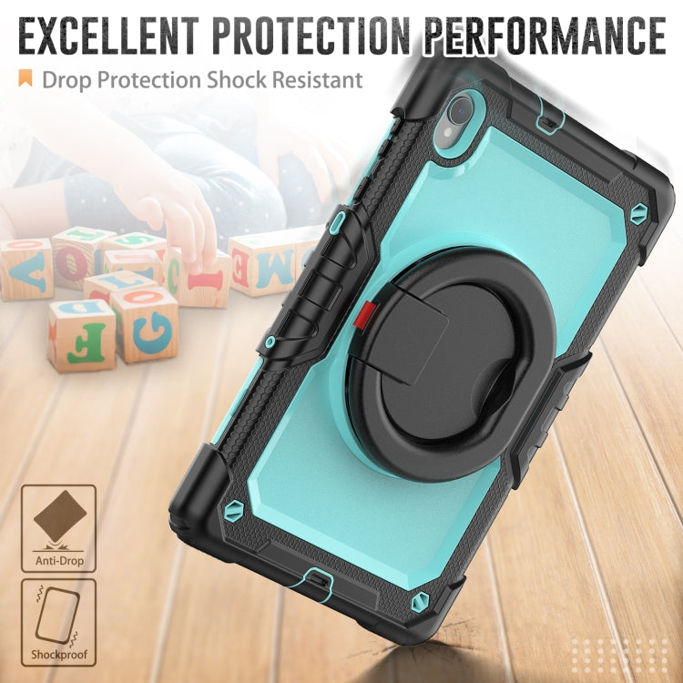 For Lenovo M10 Plus X606F Silicone + PC Holder Tablet Case(lack+Light Blue) - Lenovo by buy2fix | Online Shopping UK | buy2fix