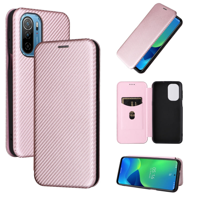 For Ulefone Note 13P Carbon Fiber Texture Horizontal Flip PU Phone Case(Pink) by buy2fix