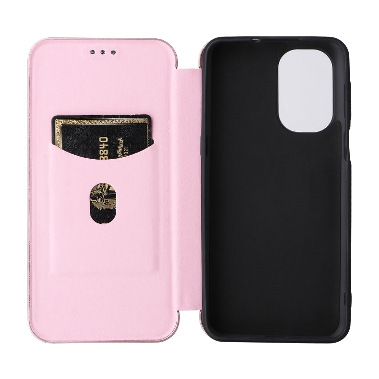 For Ulefone Note 13P Carbon Fiber Texture Horizontal Flip PU Phone Case(Pink) by buy2fix