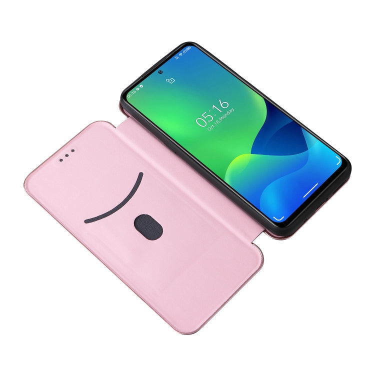 For Ulefone Note 13P Carbon Fiber Texture Horizontal Flip PU Phone Case(Pink) by buy2fix