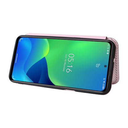 For Ulefone Note 13P Carbon Fiber Texture Horizontal Flip PU Phone Case(Pink) by buy2fix