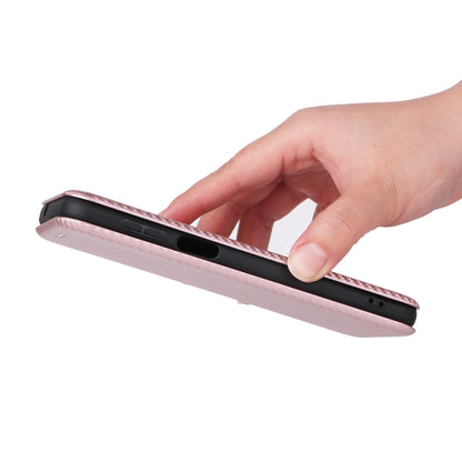 For Ulefone Note 13P Carbon Fiber Texture Horizontal Flip PU Phone Case(Pink) by buy2fix