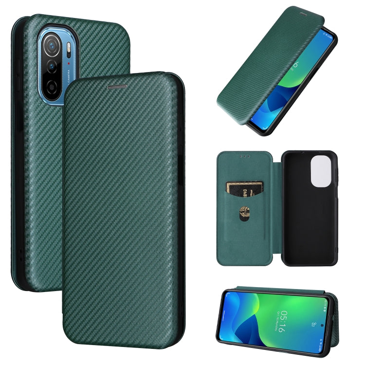 For Ulefone Note 13P Carbon Fiber Texture Horizontal Flip PU Phone Case(Green) by buy2fix