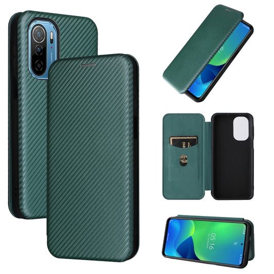 For Ulefone Note 13P Carbon Fiber Texture Horizontal Flip PU Phone Case(Green) by buy2fix