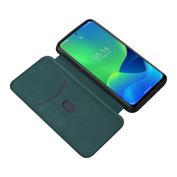 For Ulefone Note 13P Carbon Fiber Texture Horizontal Flip PU Phone Case(Green) by buy2fix