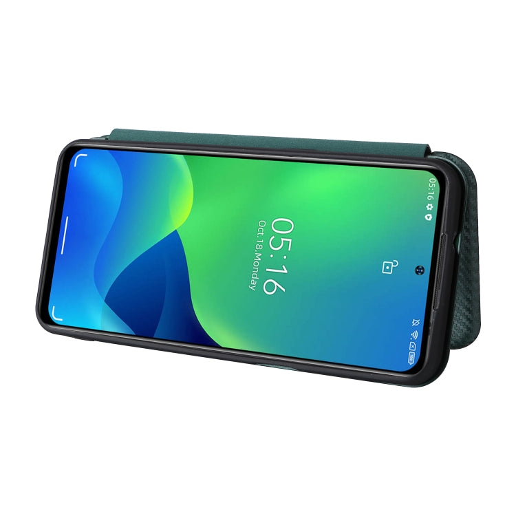 For Ulefone Note 13P Carbon Fiber Texture Horizontal Flip PU Phone Case(Green) by buy2fix