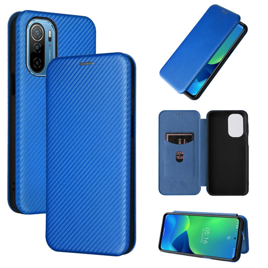 For Ulefone Note 13P Carbon Fiber Texture Horizontal Flip PU Phone Case(Blue) by buy2fix