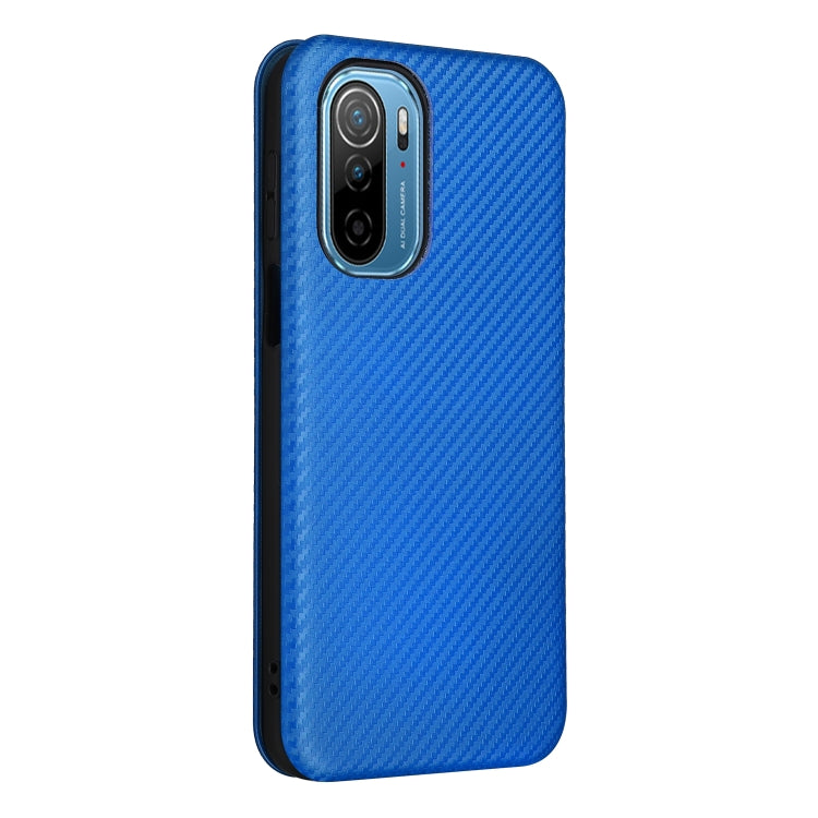 For Ulefone Note 13P Carbon Fiber Texture Horizontal Flip PU Phone Case(Blue) by buy2fix