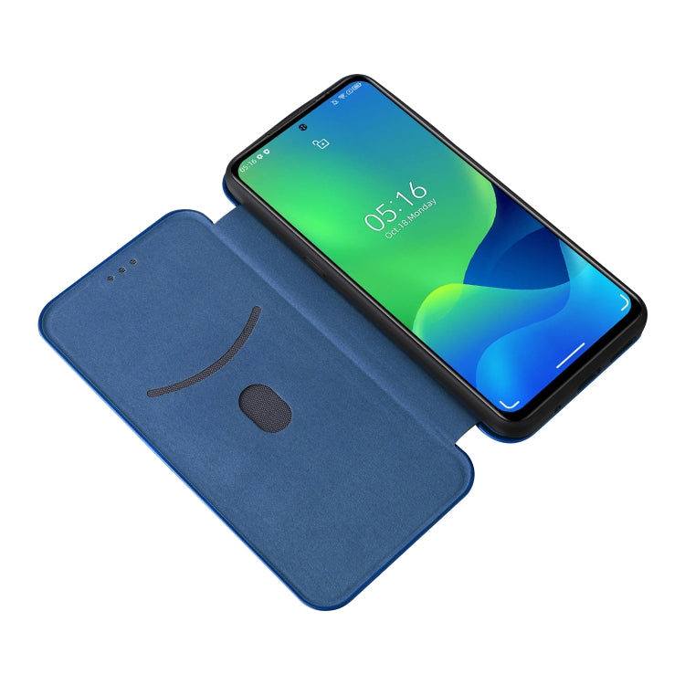For Ulefone Note 13P Carbon Fiber Texture Horizontal Flip PU Phone Case(Blue) by buy2fix