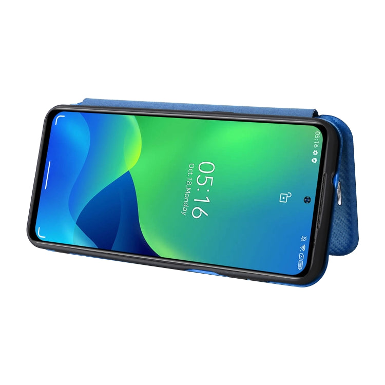 For Ulefone Note 13P Carbon Fiber Texture Horizontal Flip PU Phone Case(Blue) by buy2fix