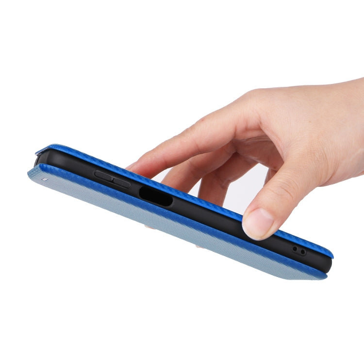 For Ulefone Note 13P Carbon Fiber Texture Horizontal Flip PU Phone Case(Blue) by buy2fix