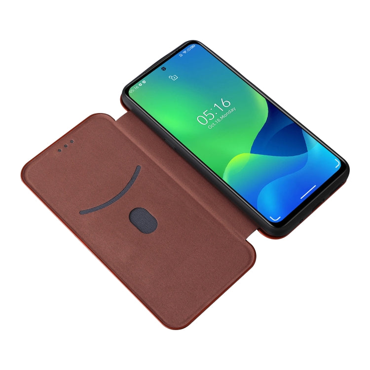 For Ulefone Note 13P Carbon Fiber Texture Horizontal Flip PU Phone Case(Brown) by buy2fix